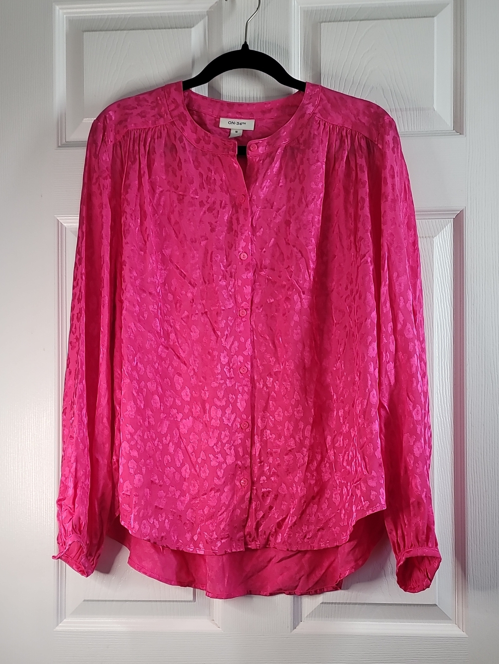 On 34th ☆ Hot Pink Button-Front Blouse, Animal Print